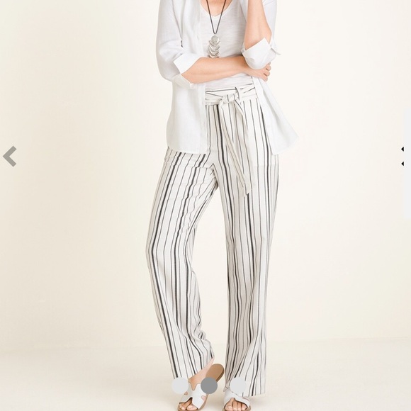 Chico’s | Striped Wide-Leg Pants Size 2R (US 12R) - Picture 1 of 15